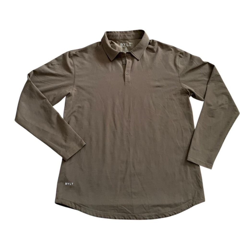BYLT Premium Basics Lux Long‎ Sleeve Polo  Men's XL Fawn